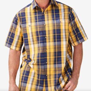 NWOT Mens  Short-Sleeve Plaid Sport Shirt by KingSize 4XL Mustard